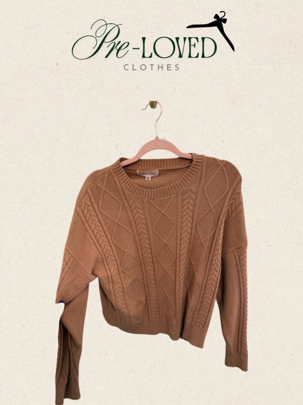 Cable Knit Cropped Sweater – Camel